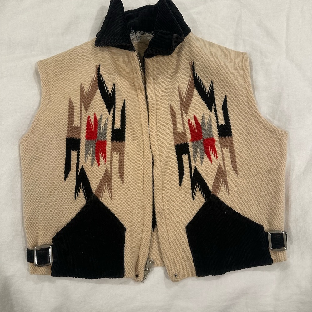 Collector’s Chimayo Vintage Southwestern Knit Vest – Rare Handwoven Textile